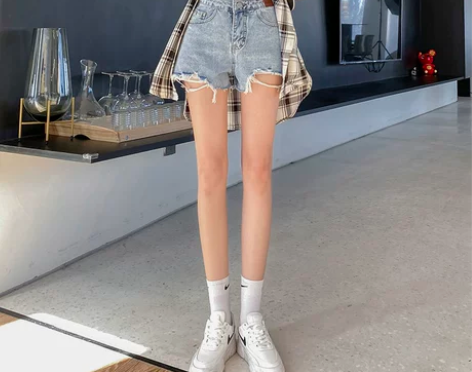 【狂欢价】牛仔短裤女2021新款夏高腰显瘦...