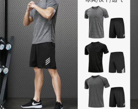 运动服套装男士跑步健身装备篮球夏季速干衣t...