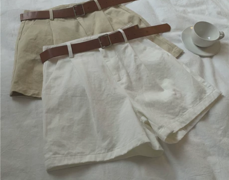 muzi高腰显瘦阔腿热裤女夏2019新款宽...