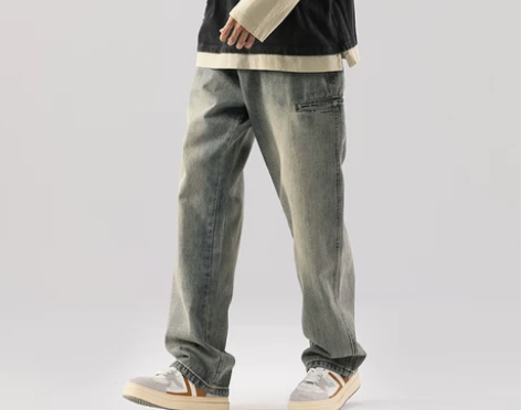 OMJK2022新款潮牌男士牛仔裤美式复古...