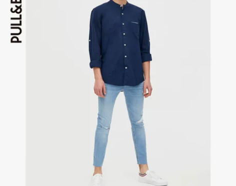PULL＆BEAR 男士新款春夏剪洞修身牛...