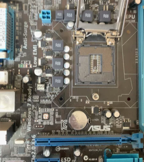 华硕h61主板，针脚有瑕疵不读cpu，亮灯...