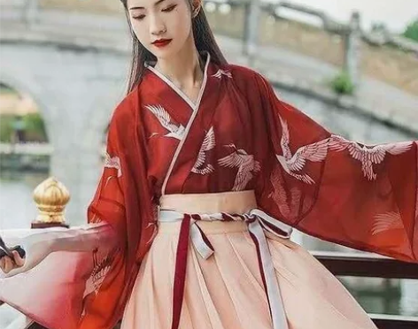 汉服女原创魏晋制齐腰襦裙交领仙鹤直袖渐变学...