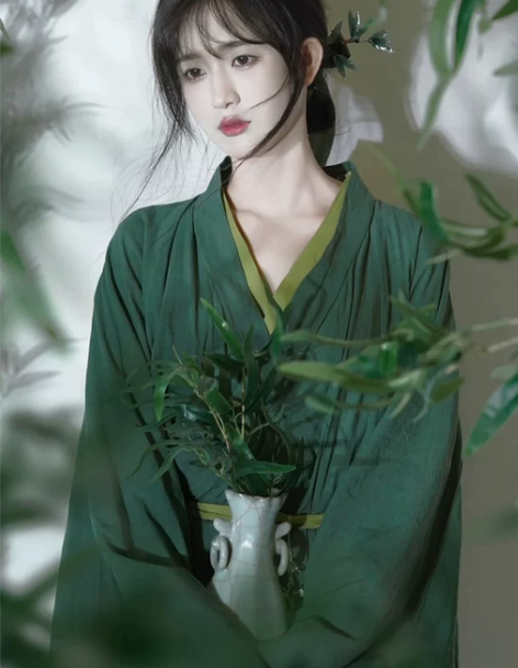 忆纱曼舞汉服 绿色女夏季中国风直裾古装魏晋...