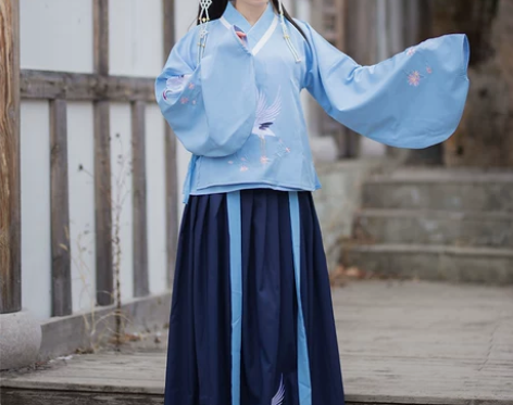 千韵岗原创 与鹤游 明制交领琵琶袖袄裙汉服...