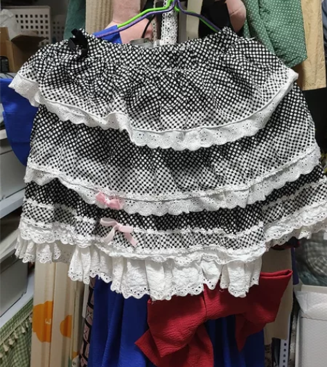 黑白蛋糕裙中古风sk半裙 长43cm 腰围...