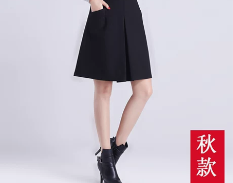 半身裙中长款2016秋冬韩版毛呢中裙伞裙职...