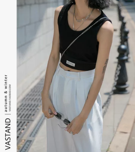针织小吊带背心女西服内搭夏季黑色打底设计感...