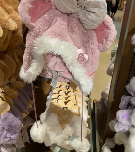 上海迪士尼 雪莉玫 冬日毛绒帽绒球棉帽子 ...