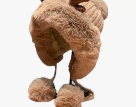 圣诞装饰帽子女秋冬韩版可爱鹿角毛球护耳毛绒...