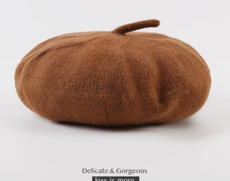 贝雷帽女秋冬韩版日系英伦甜美可爱针织八角帽...