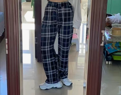 转手羊羔绒格子裤秋冬加绒厚款显瘦百搭潮流宽...