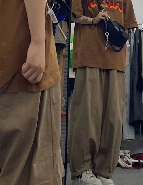 裤复古 日系工装裤男款加绒秋冬季高街美式宽...