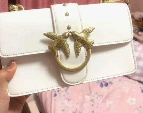 pinko燕子包 经典白色小号 金色链条 ...