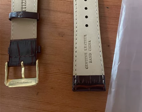 西铁城，原装正品真皮皮革鳄鱼纹表带，23#...