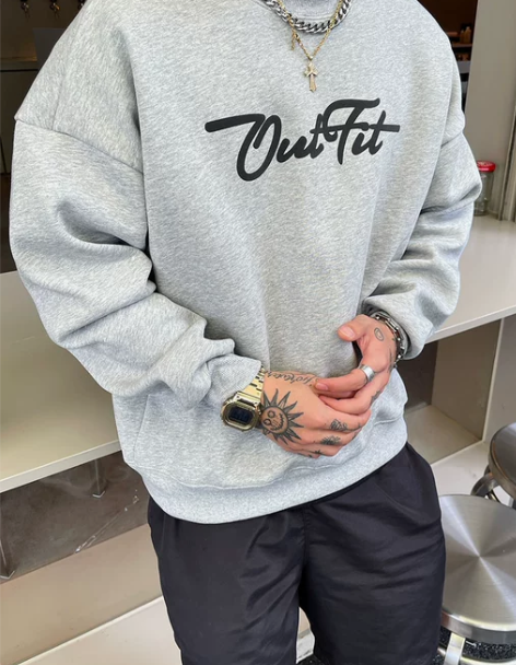 OXFREAK重磅纯棉加绒加厚毛圈浆印圆领...