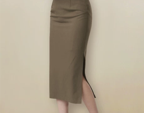 短裙半身裙咖啡色侧开叉包臀裙女夏中长款高腰...