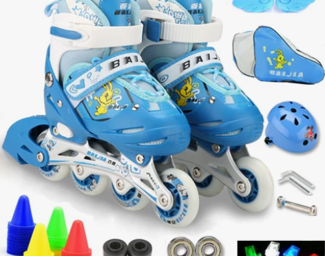正品特价溜冰鞋儿童全套装男女闪光直排单排轮...