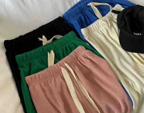 小个子遛弯裤~早春百搭欧棉绒休闲裤抽绳拖地...