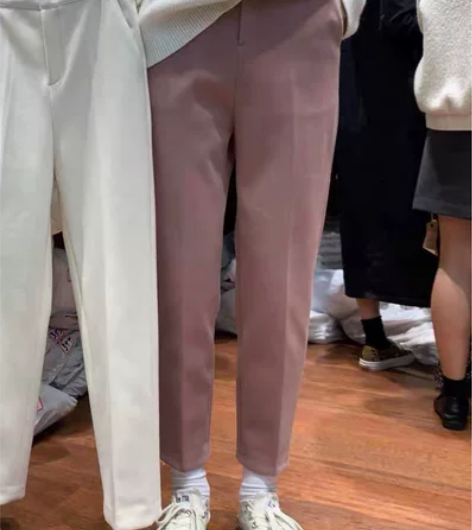 冬季 韩版加厚显瘦高腰休闲裤九分裤西裤，全...
