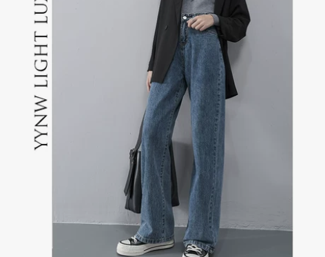 【狂欢价】小个子高腰阔腿牛仔裤女秋冬装20...
