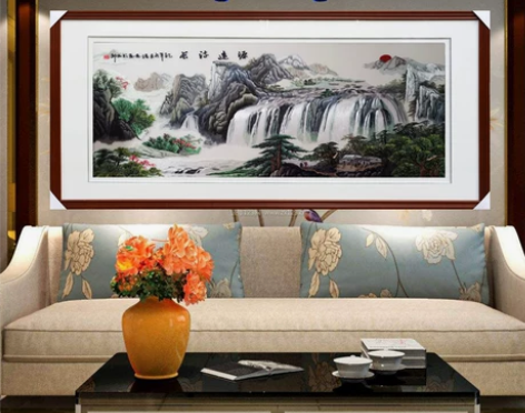 苏绣成品客厅挂画刺绣手工真丝工艺品山水画