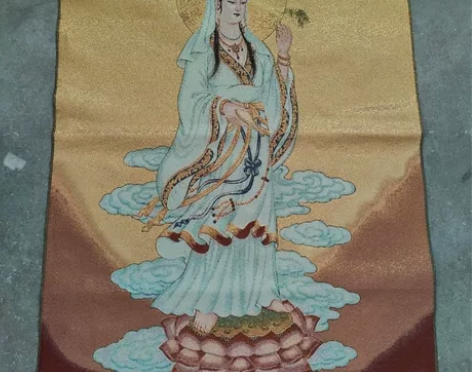刺绣织锦画收藏装饰品观音画像客厅装饰画无框...