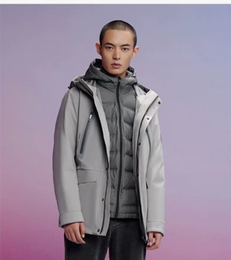 海澜外贸尾货男士连帽轻薄羽绒服无缝压胶休闲...