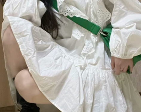 复古白色泡泡袖连衣裙女夏季新款法式小个子百...