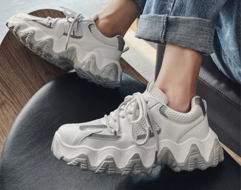 2022秋季运动鞋男反光厚底内增高老爹鞋韩...