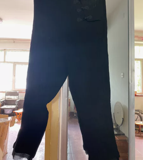 原创设计品牌，洛凡诗品牌裤子，黑色复古盘扣...