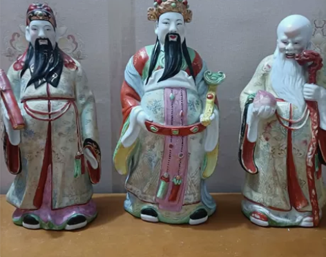 民国时期的福禄寿三仙，品相完整，30公分高...