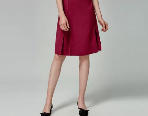 米莱达夏装新款高腰百搭A字裙不对称有型半身...