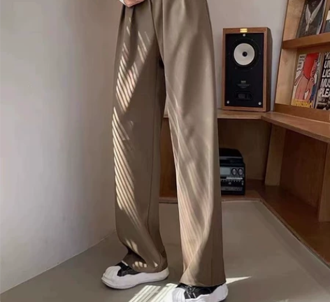 黑标质量卡其色阔腿裤女秋装新款垂感宽松直筒...