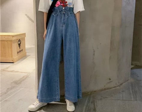 喇叭牛仔裤女2022春秋泫雅风高腰宽松垂感...