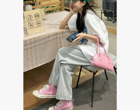 灰色运动裤女夏高腰抽绳跑步卫裤薄款宽松小个...