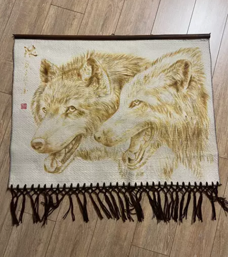 火烧画工艺品艺术画绝版狼 6080厘米爽快...