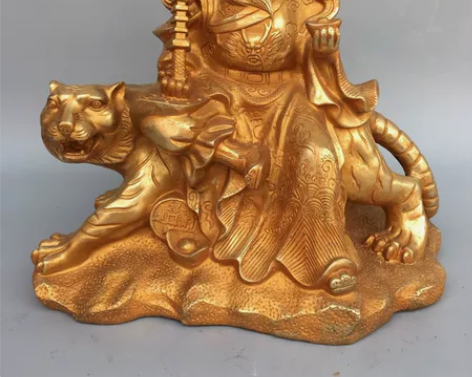 古玩店撤柜亏钱结缘乾隆年制纯铜鎏金赵公明武...