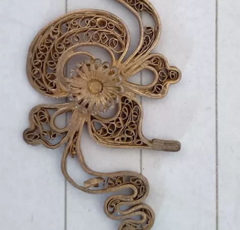 银鎏金 老头饰 老发卡 银鎏金掐丝嵌入勾勒...