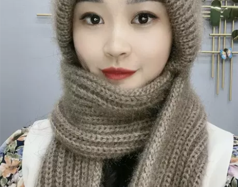 保暖毛绒帽子围巾一体加厚风雪帽秋冬新款松鼠...