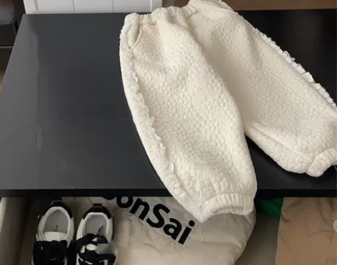 summer nian奈夏加绒裤子黑色米色...