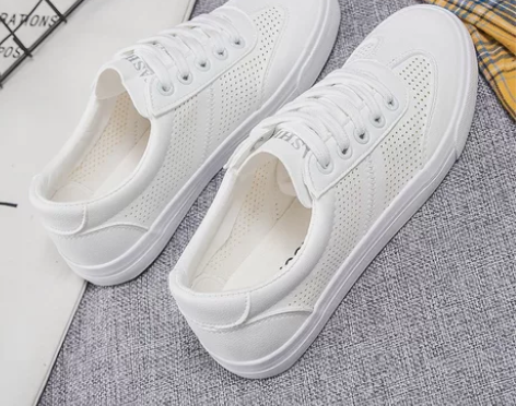 网面镂空小白鞋女大码女鞋春夏季皮面帆布鞋女...