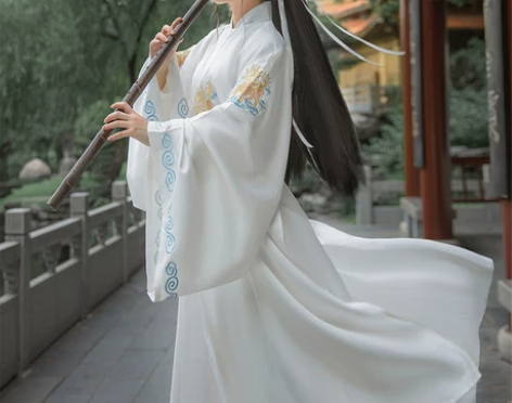 【九曲阑珊】原创墨麒麟宋制圆领袍绣花汉服男...