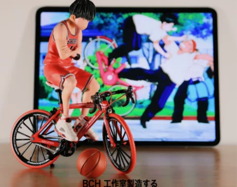 手办灌篮高手Q版流川枫骑自行车公仔玩偶搭