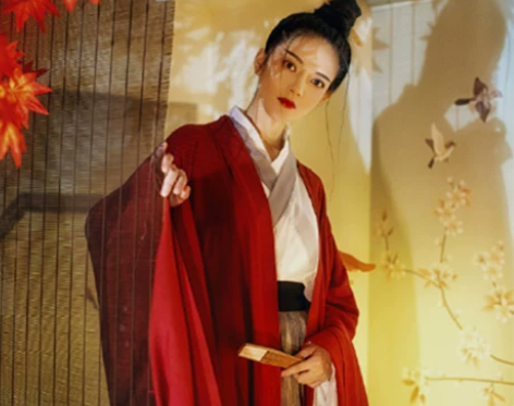 侠客汉服女古风红颜传统魏晋风红色齐腰襦裙广...