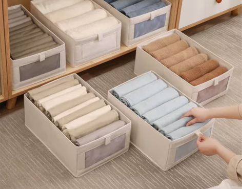 日式衣服整理收纳盒棉麻布艺材质，因疫情原实...