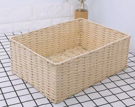 编织收纳筐零食杂物玩具收纳篮茶几桌面家用藤...
