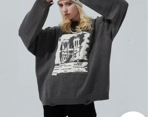 CODICE潮牌巴黎圣母院破坏毛衣男嘻哈情...