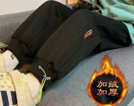 男士加绒裤子男冬季宽松百搭潮流炸街痞帅休闲...