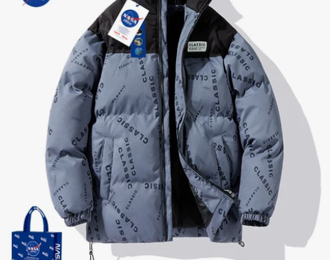 NASA联名羽绒服男外套2022冬季宽松加...